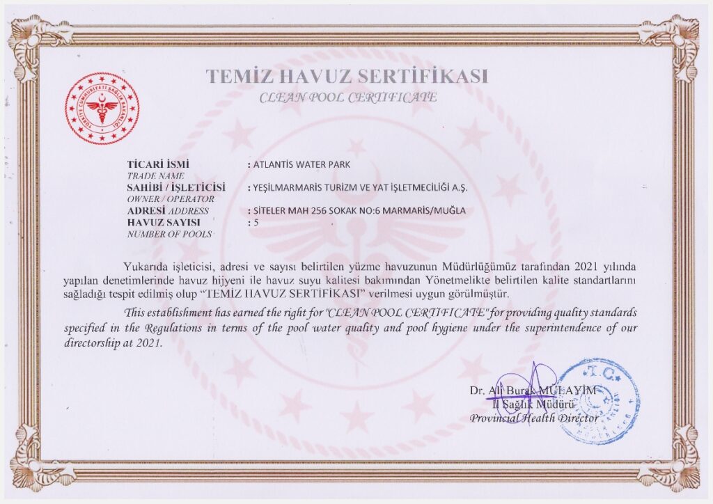 Temiz Havuz Sertifikası